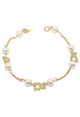 adorable small real gold teddy bear pearls charm bracelet 
